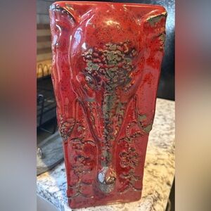 Red Elephant Ceramic Vase